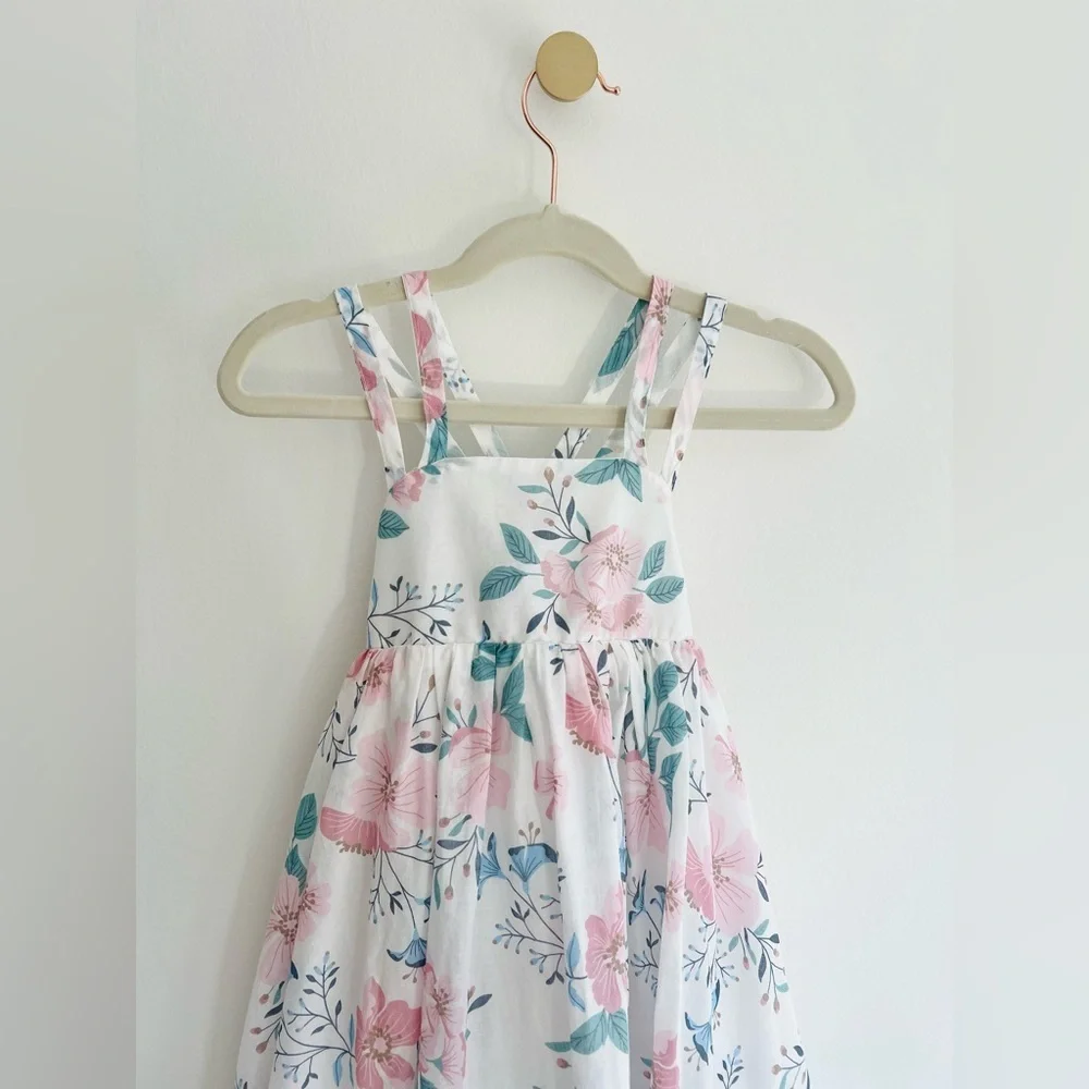 Rachel Zoe White Handkerchief Sundress with Pink & Teal Floral Print | Girls 3T
